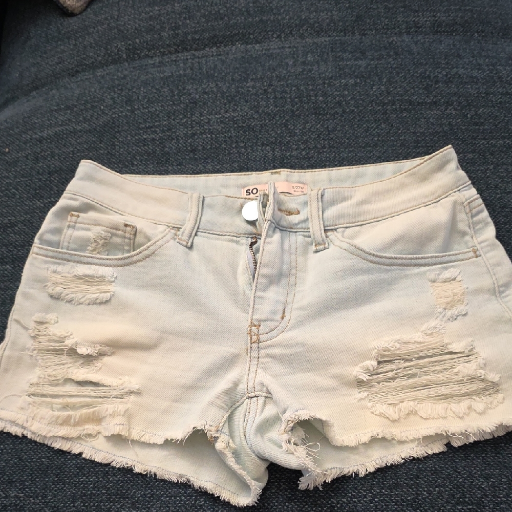 SO Light Wash Distressed Jean Shorts